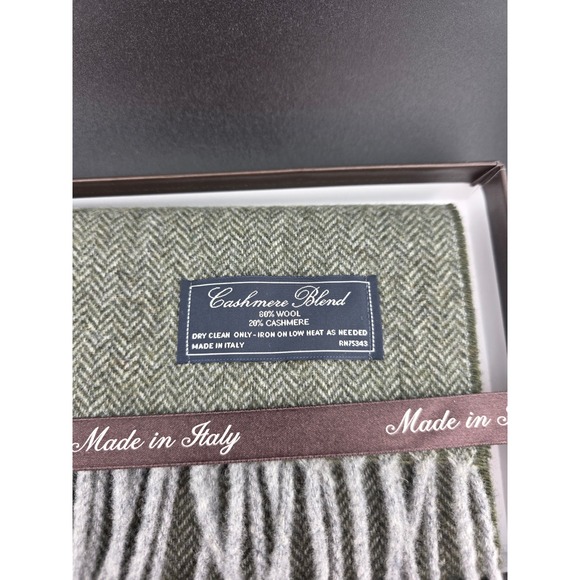NIB - Linea Emetti Cashmere Blend Herringbone Scarf Made in Italy - Picture 2 of 5